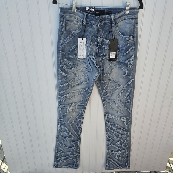 NEW Waimea Stacked Fit Distressed Blue Wash CT8M5963D Jeans Size 18 - Picture 1 of 3